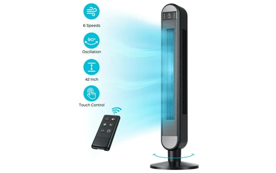 Dreo Tower Fan For Bedroom 42 Inch Bladeless Fan 90 Oscillating Fan Quiet Floor Fan With Remote Led 6 Speeds 4 Modes 12h