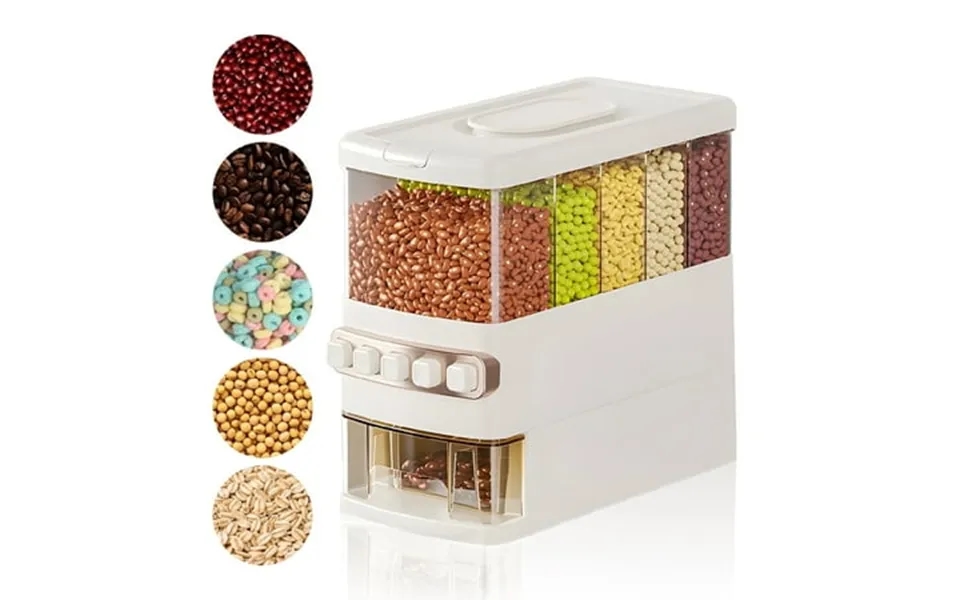 Dry Food Dispenser Countertop 5-compartment Cereal Dispenser 16
