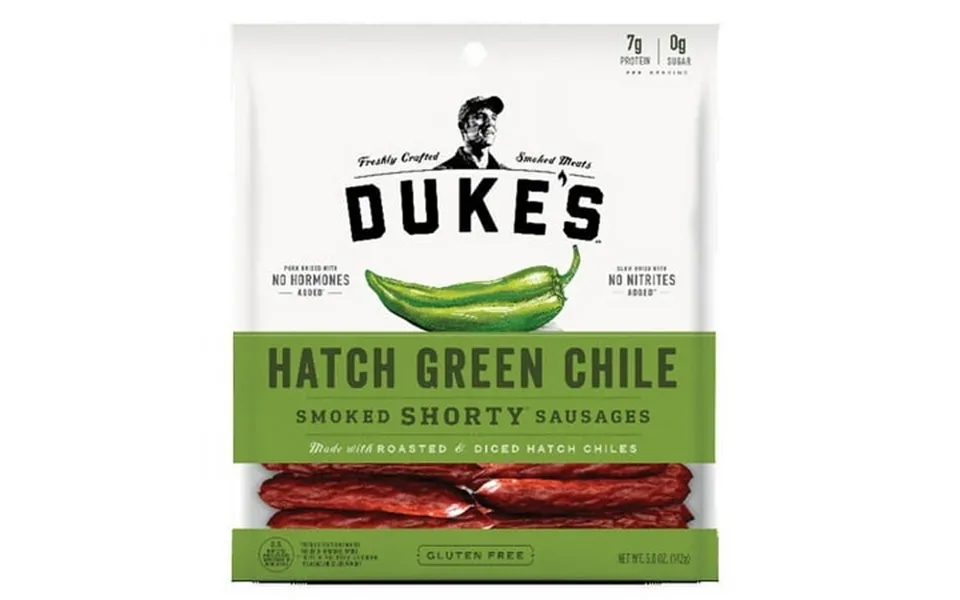 Dukes Hatch Green Chile Shorty Smoked Sausage 5 Ounce -- 8 Per Case