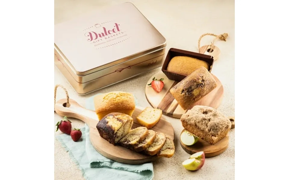 Dulcet Gift Baskets Fresh Baked Tea Cake Assortment Tin With Marble Apple Cinnamon & Pumpkin