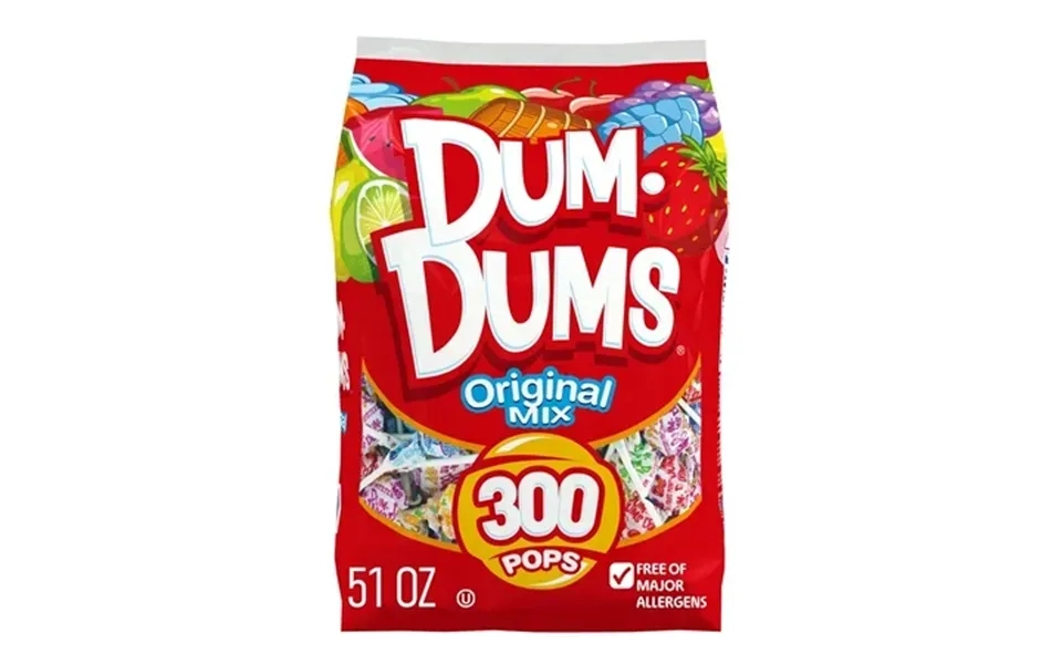 Dum Dums Original Flavor Mix Lollipops & Suckers Assorted Hard Party Candy 300 Count 51 Oz Bag