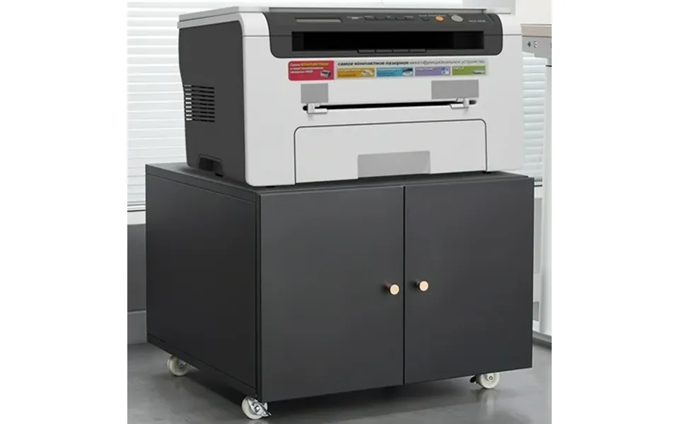 Duosong Office Furniture Copier Cabinet Black 2 Door Steel Copier Stand Mobile Pedestal File Printer Stand Black Steel F