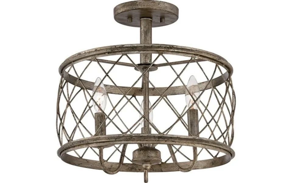 Dury 3-light Semi-flush Mount In Century Silver Leaf