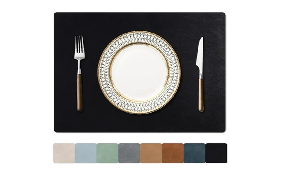 Dxynlzq Cowhide Pattern Placemats Faux Leather Place Mats Heat Resistant Non-slip Waterproof Wipeable Kitchen Dining Rev