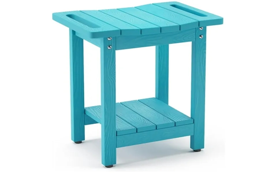 Dycanpo Hdps Shower Bench Seat Sky Blue Shower Stool With Storage Shelf For Bathroom