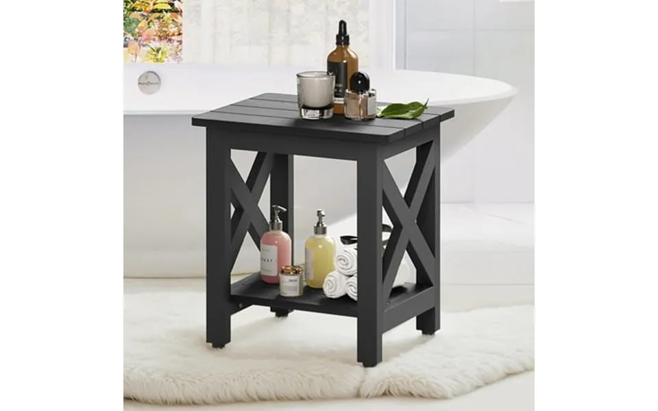 Dycanpo Hdps Shower Bench Shower Seat With Storage Shelf X-shape Shower Stool Black