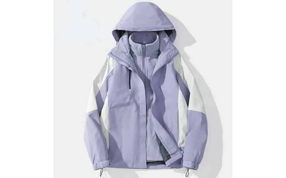 Dzwdwz 2024 Women S Waterproof Hiking Jacket Detachable Winter Thick Fleece Hiking Coat Tops - Purple