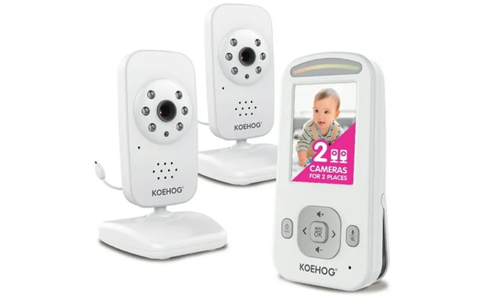 E622 Video Baby Monitor Slim Handheld Non-slip Design 2.4 Vertical Screen Monitor & 2 Camera Range Up To 1000ft 20 Hour