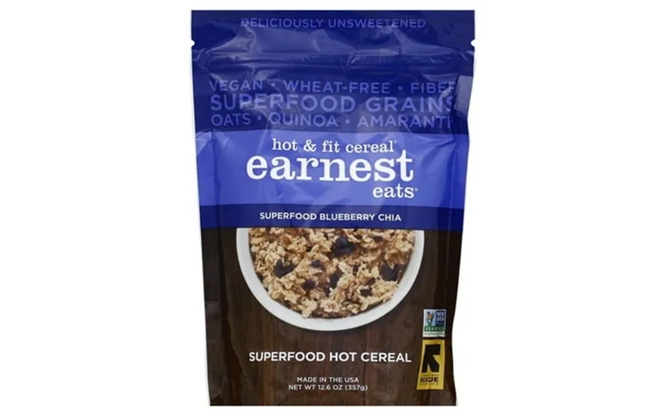 Earnest Eats Vegan Hot Cereal Superfood Blueberry Chia Blend 12