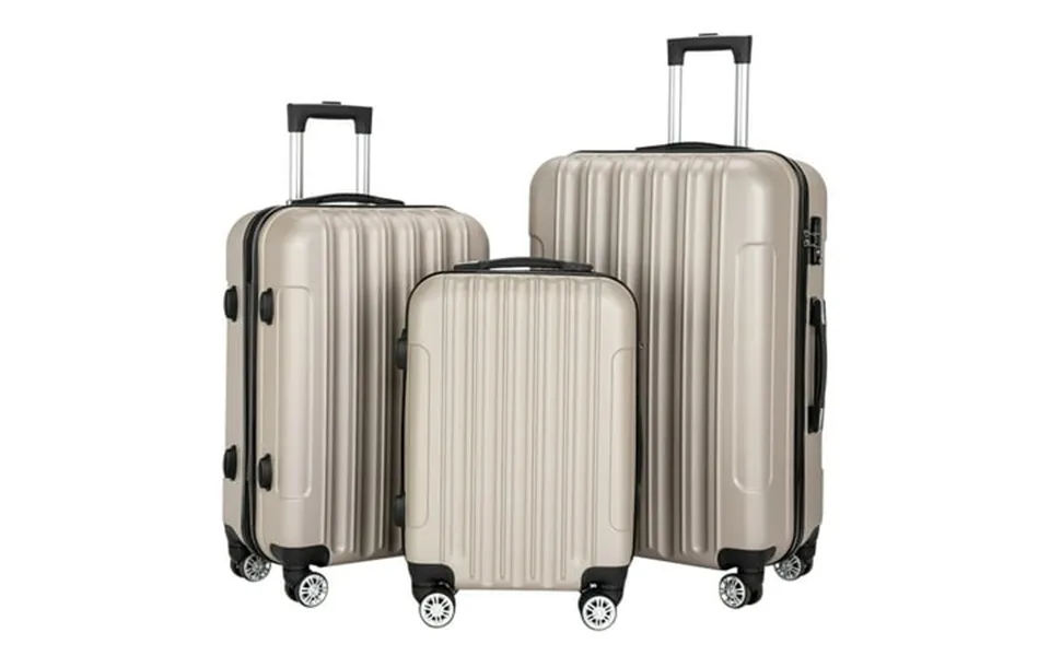 Easingroom 3 Piece Luggage Set Hardside Abs Trolley Travel Suitcase Set W Tsa Lock Champagne Gold