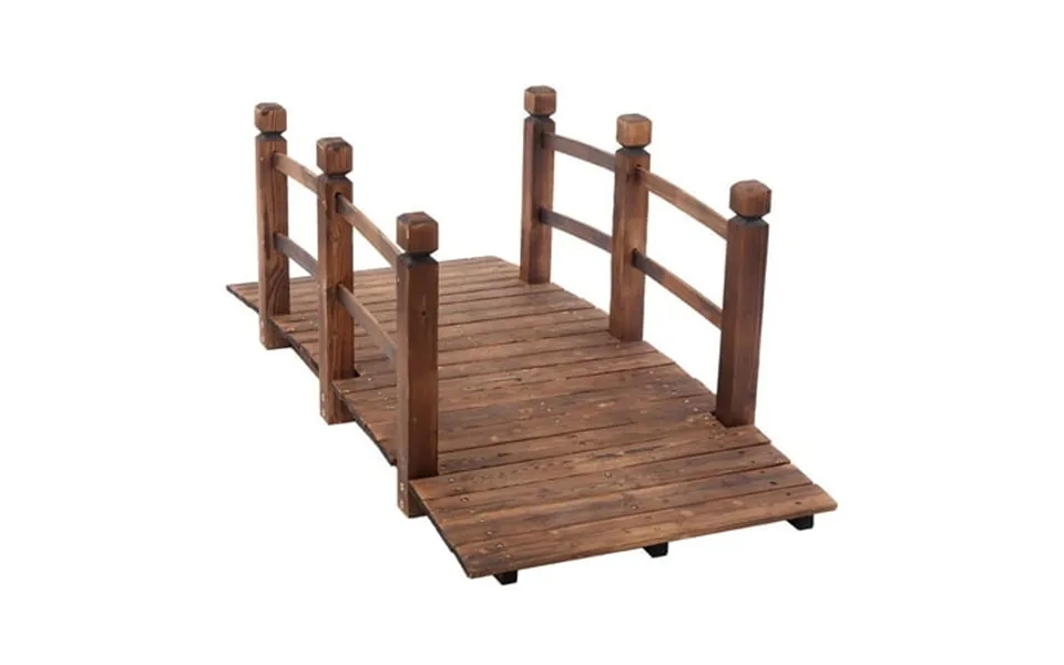 Easingroom 5 Carbonization Wooden Bridge Stained Finish Decorative Solid Wood Arch Walkway