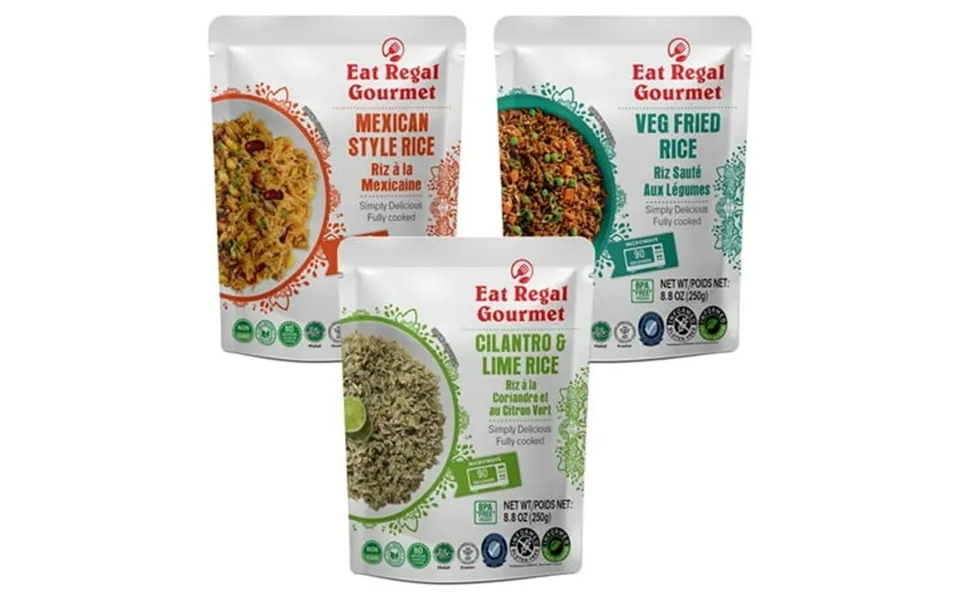 Eat Regal Microwave Rice - 3 Flavor Ready To Eat Variety Pack With Mexican Rice Veg Fried Rice And Cilantro & Lime