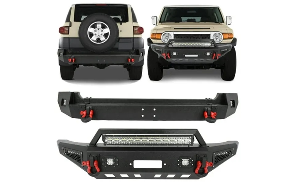 Eccpp Off Road Front And Rear Bumper Compatible For 2007-2014 For Toyota For Fj Cruiser With D-rings Led Lights
