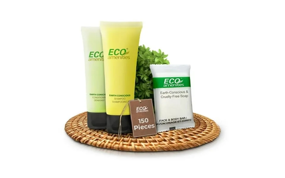Eco Amenities 150 Piece Soap Shampoo & Conditioner Mini Toiletries 3-piece Kits In Toiletry Bags - Travel Size Shampoo A