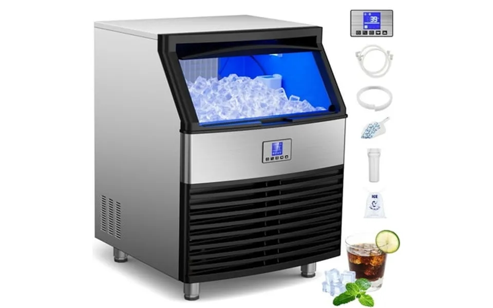 Ecojoy Commercial Ice Maker 450 Lb. 24h Commercial Freestanding Ice Maker In Silver Stainless Steel With 120 Lb