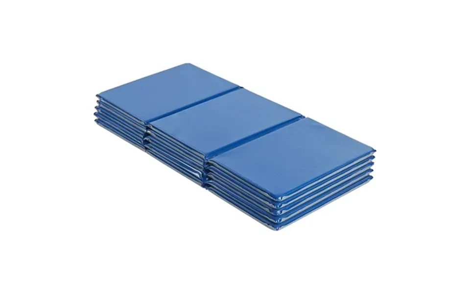 Ecr4kids Everyday Folding Rest Mat 3-section 1in Blue Grey 5-pack
