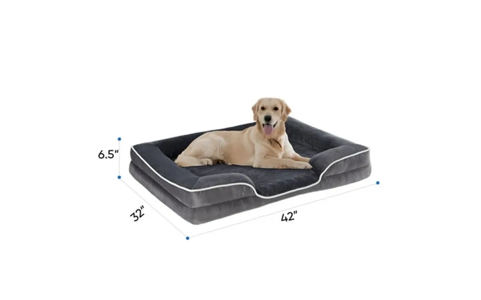 Edx Dog Bed 42 X32 Orthopedic Dog Sofa Bed Extra Large Supportive Foam Pet Couch Bed With Removable Washable Cover Grey