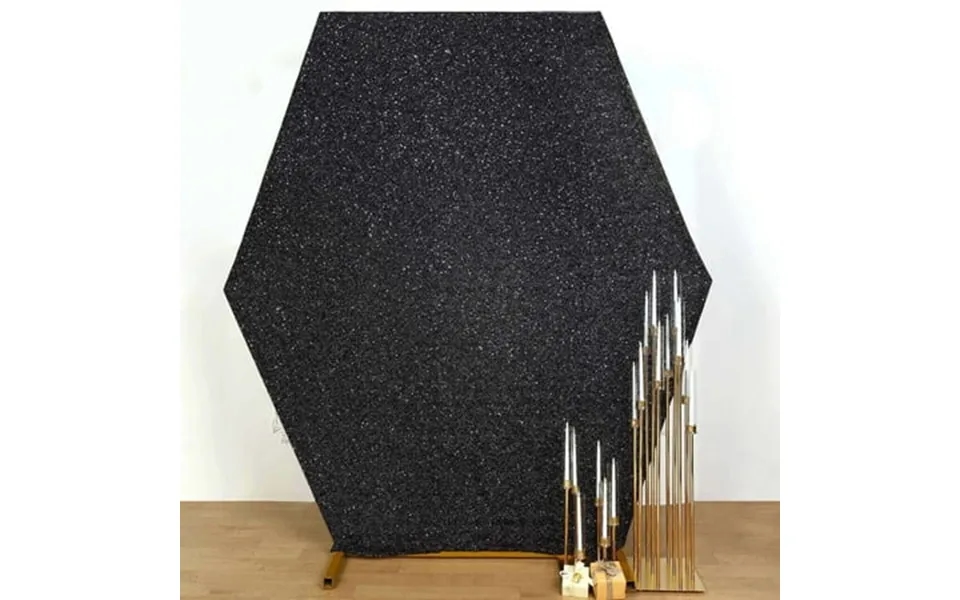 Efavormart 8ftx7ft Shiny Black 2-sided Spandex Fit Hexagon Wedding Backdrop Cover
