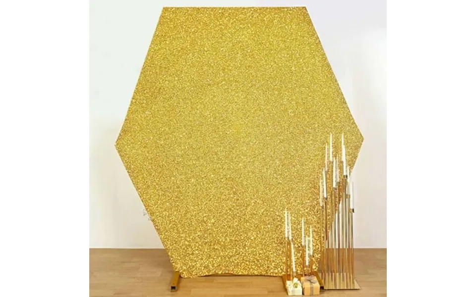 Efavormart 8ftx7ft Shiny Gold 2-sided Spandex Fit Hexagon Wedding Backdrop Cover