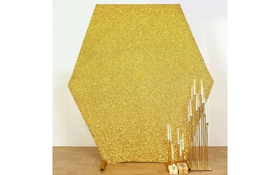 Efavormart 8ftx7ft Shiny Gold 2-sided Spandex Fit Hexagon Wedding Backdrop Cover