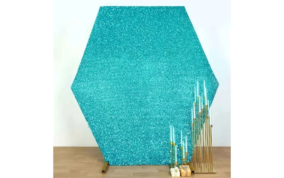 Efavormart 8ftx7ft Turquoise 2-sided Spandex Fit Hexagon Wedding Backdrop Cover