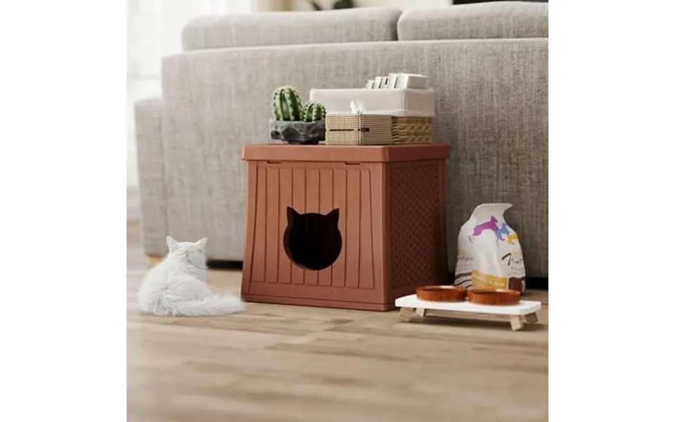 Ehhly Hidden Cat Litter Box Enclosure Furniture Insulated Cat House Outdoor With Flip Lid For Easy Cleaning Winter Feral