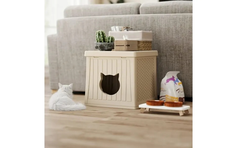 Ehhly Hidden Cat Litter Box Enclosure Furniture Insulated Cat House Outdoor With Flip Lid For Easy Cleaning Winter Feral