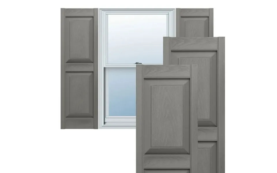 Ekena Millwork 14 3 4 W X 76 H Mid-america Vinyl Tailormade Two Equal Panels Raised Panel Shutters W Installation Shutte