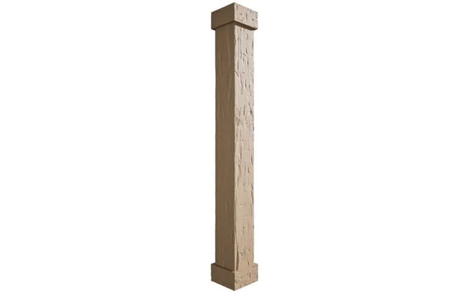 Ekena Millwork 6 W X 8 H Hand Hewn Endurathane Faux Wood Non-tapered Square Column Wrap With Standard Capital & Base