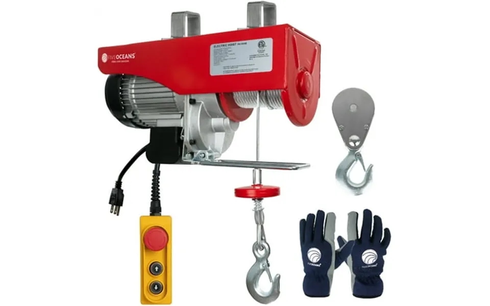Electric Hoist Hoist Pulley System Pulley Hoist 2200 Lb Electric Winch 6ft Remote Control 120 V Includes Working Gloves