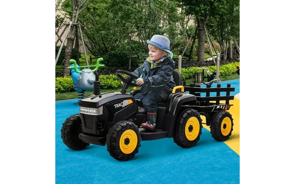 Electric Ride On Tractor Ride On Toy With Trailer For Kids 12v Battery Powered Tractor Vehicle With Led Light Bluetooth