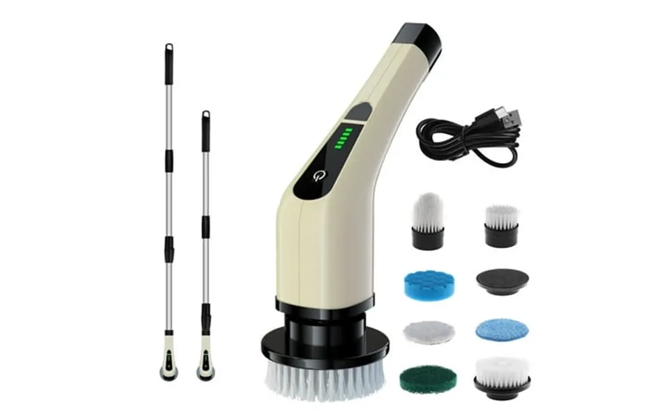 Electric Spin Scrubber Cordless Bath Tub Power Scrubber With Long Handle & 7 Replaceable Heads Shower Cleaning Brush Hou