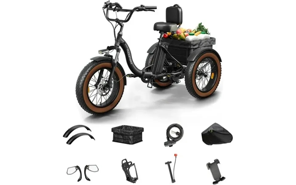 Electric Tricycle For Adults 20 Fat Tire 3 Wheel Electric Trike With 960w Rear Motor 48v 648wh Removable Battery Mountai