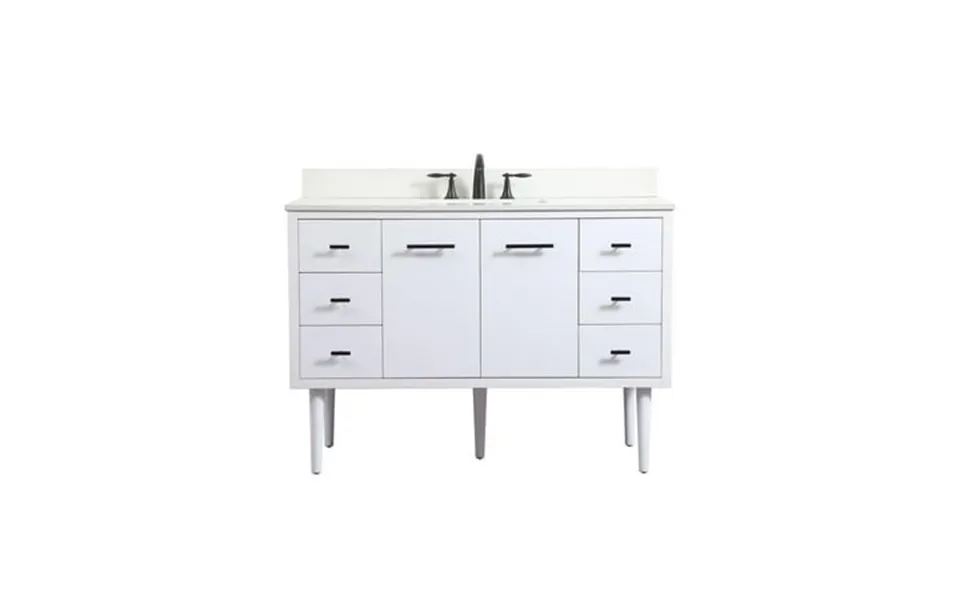 Elegant Kitchen And Bath 48 Inch Single Bathroom Vanity In White With Backsplash