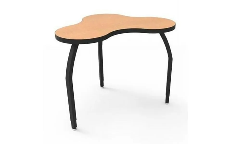 Elo Manta Table With Fusion Maple Laminate & 3 Adjustable Smooth Silver Legs - 26-31 X 52 X 48 In