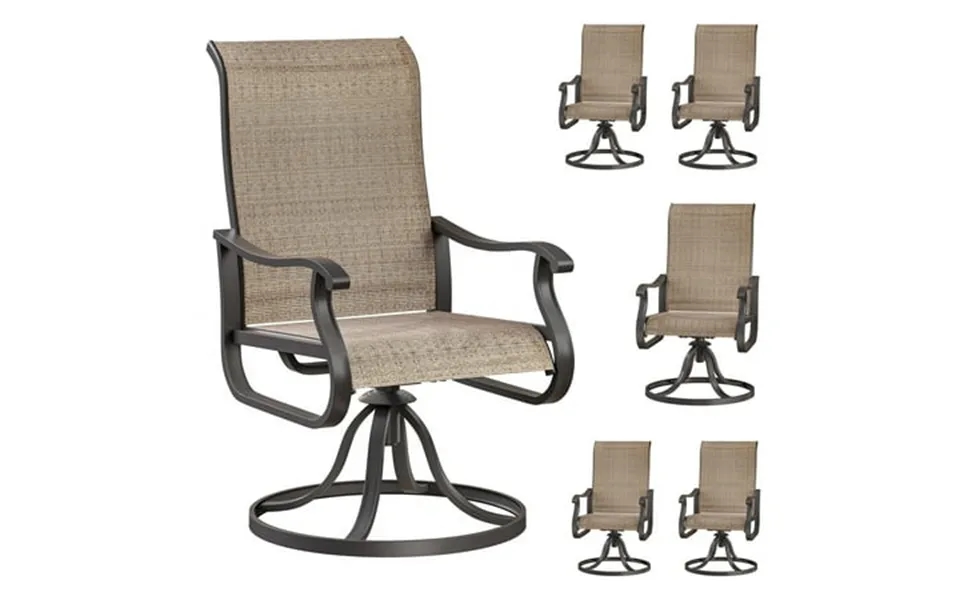 Elposun Patio Swivel Chairs Set Of 6 Outdoor Dining Chairs High Back All Weather Breathable Textilene Outdoor Swivel Cha