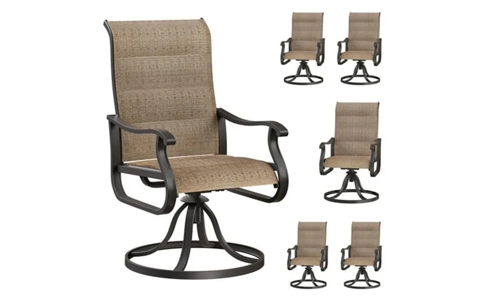 Elposun Patio Swivel Chairs Set Of 6 Outdoor Dining Chairs High Back Padded All Weather Breathable Textilene Outdoor Swi