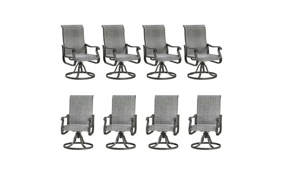 Elposun Patio Swivel Chairs Set Of 8 Outdoor Dining Chairs High Back All Weather Breathable Textilene Outdoor Swivel Cha