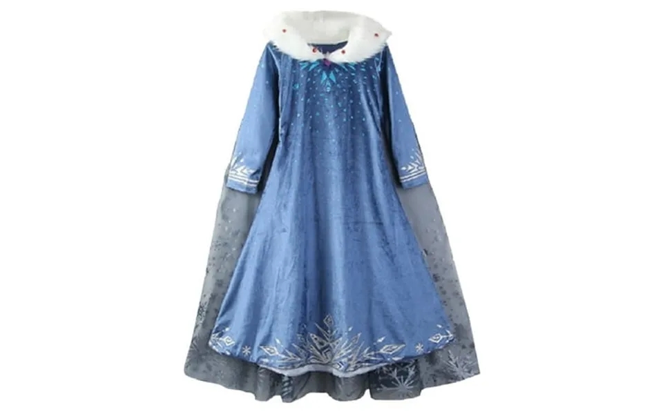 Elsa Cospaly Dress Blue Princess Girls Dress Party Fancy Costume Christmas Dress With Cloak 5-6t
