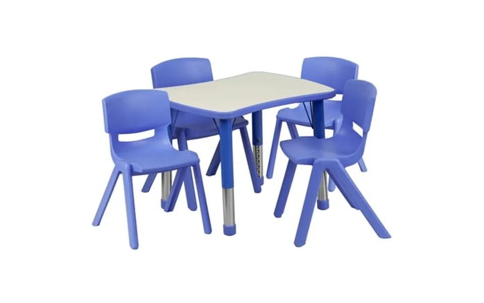 Emma Oliver 21.875 W X 26.625 L Blue Plastic Activity Table Set-4 Chairs
