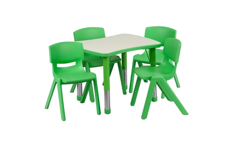Emma Oliver 21.875 W X 26.625 L Green Plastic Activity Table Set-4 Chairs