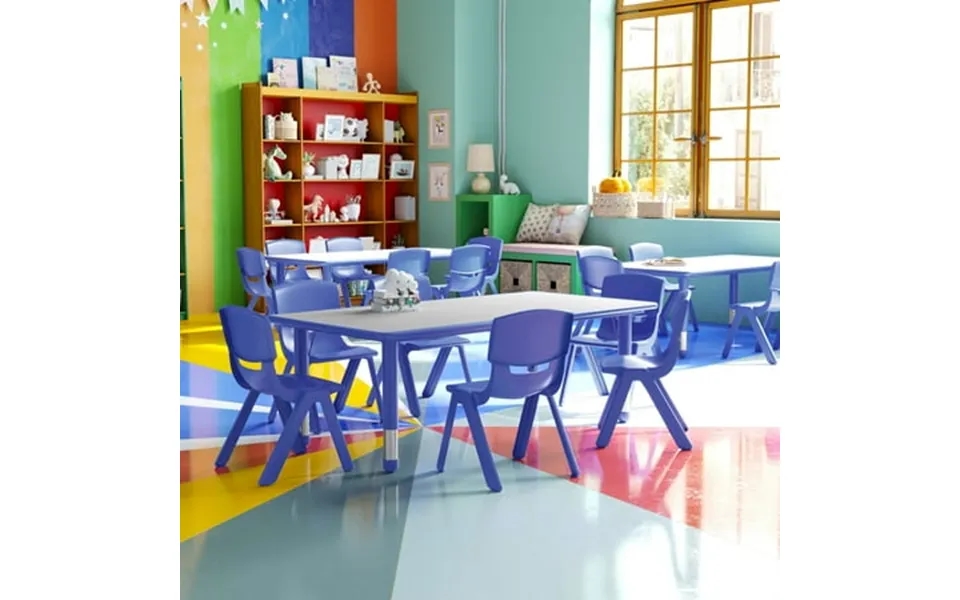 Emma Oliver 23.625 W X 47.25 L Blue Plastic Activity Table Set-6 Chairs