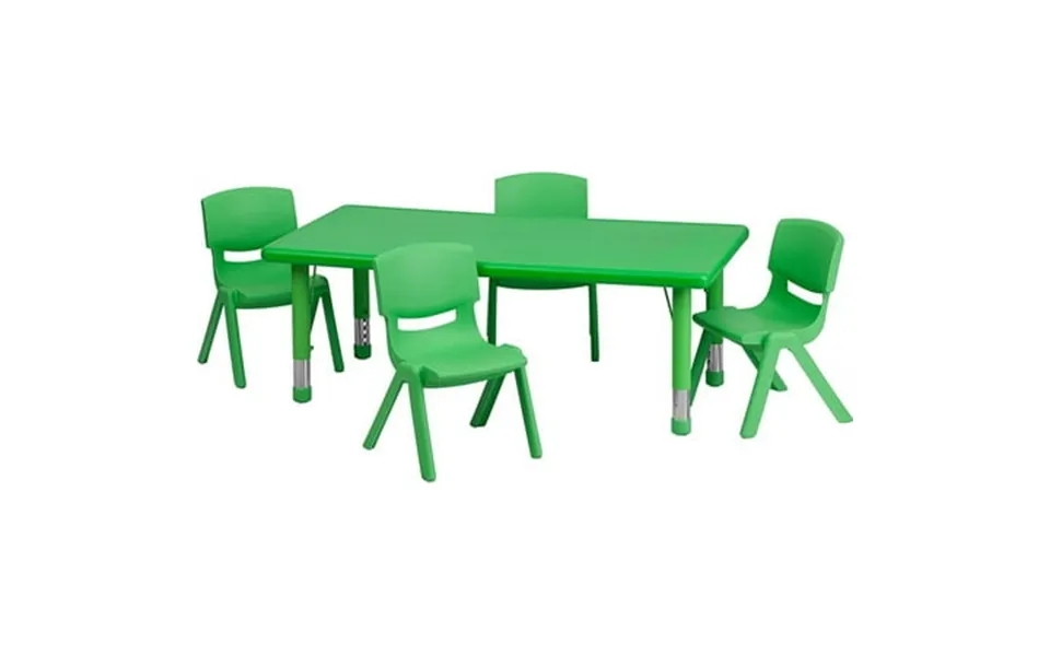 Emma Oliver 24 W X 48 L Green Plastic Adjustable Activity Table Set-4 Chairs