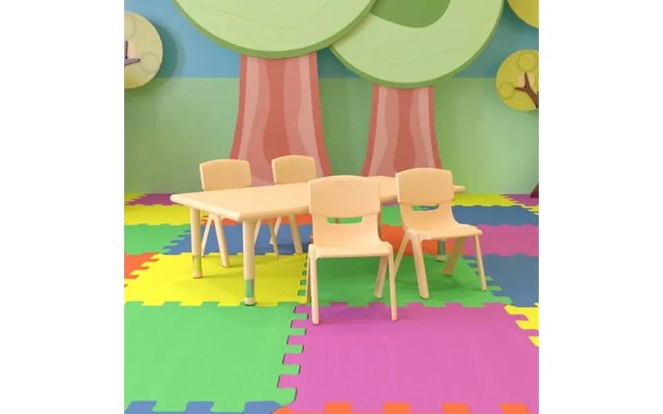 Emma Oliver 24 W X 48 L Rectangle Natural Plastic Adjustable Activity Table Set - 4 Chairs
