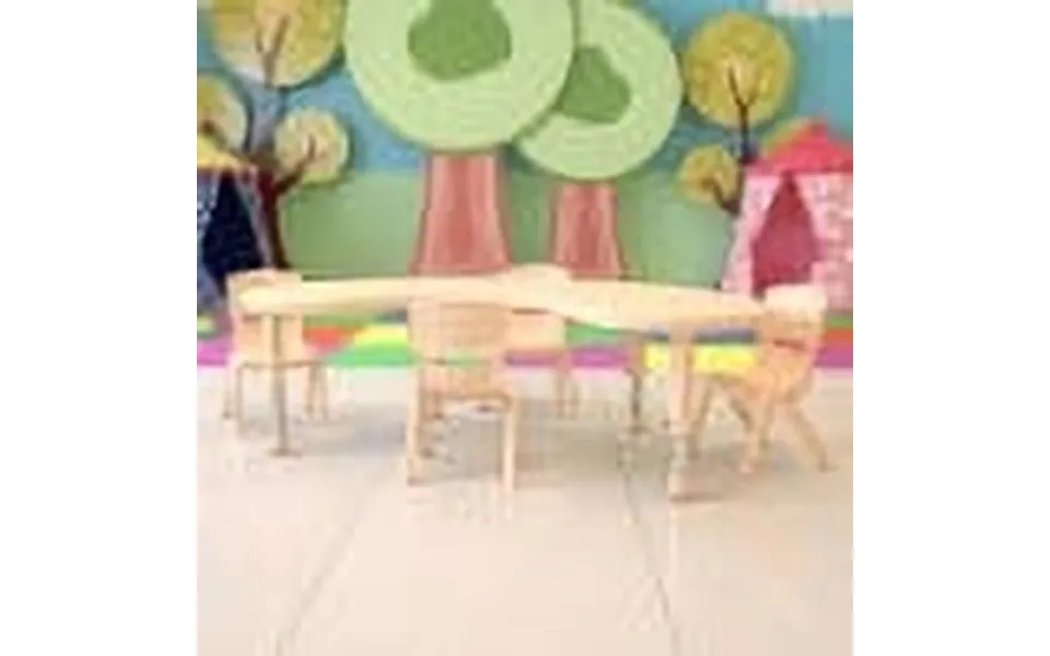 Emma Oliver 35 W X 65 L Half-moon Natural Plastic Adjustable Activity Table Set - 4 Chairs
