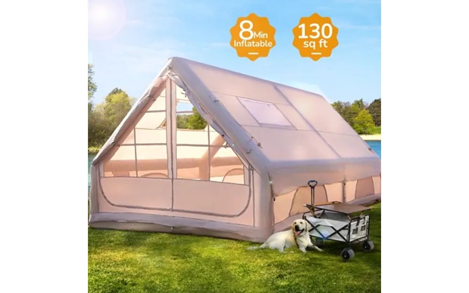 Emossie 4-10 Person Inflatable Tent Waterproof 2 Rooms 2 Doors Easy Setup For Camping Glamping And Family Outdoor Use Be