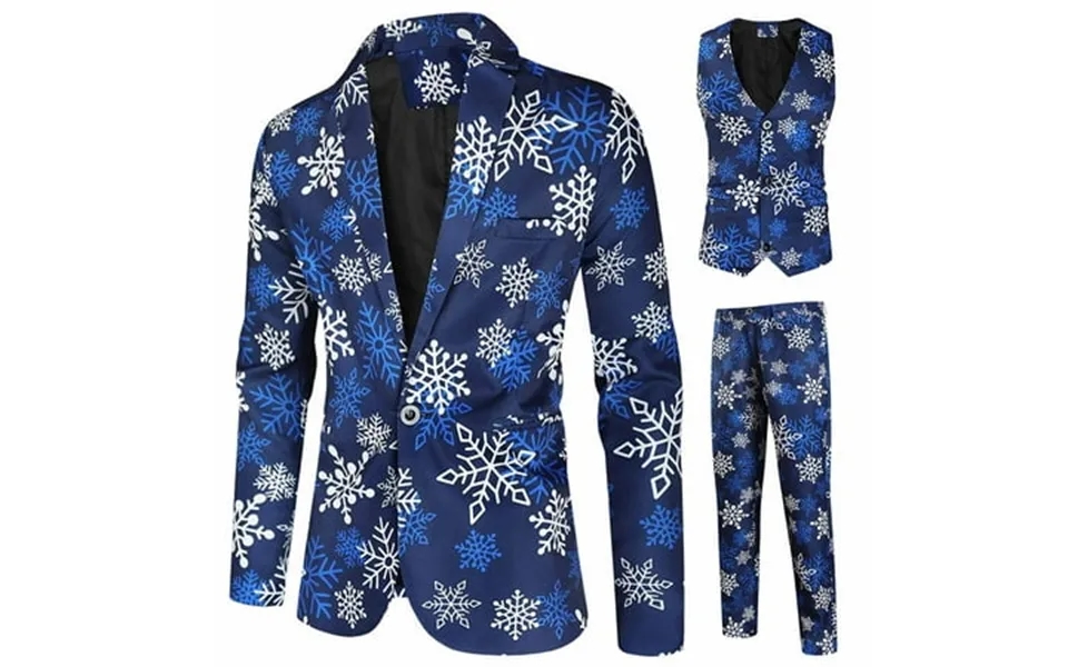End-of-year Savings Tejiojio Clearance Mens Christmas Suit Different Prints Xmas Costume Include Jacket Pants Waistcoat