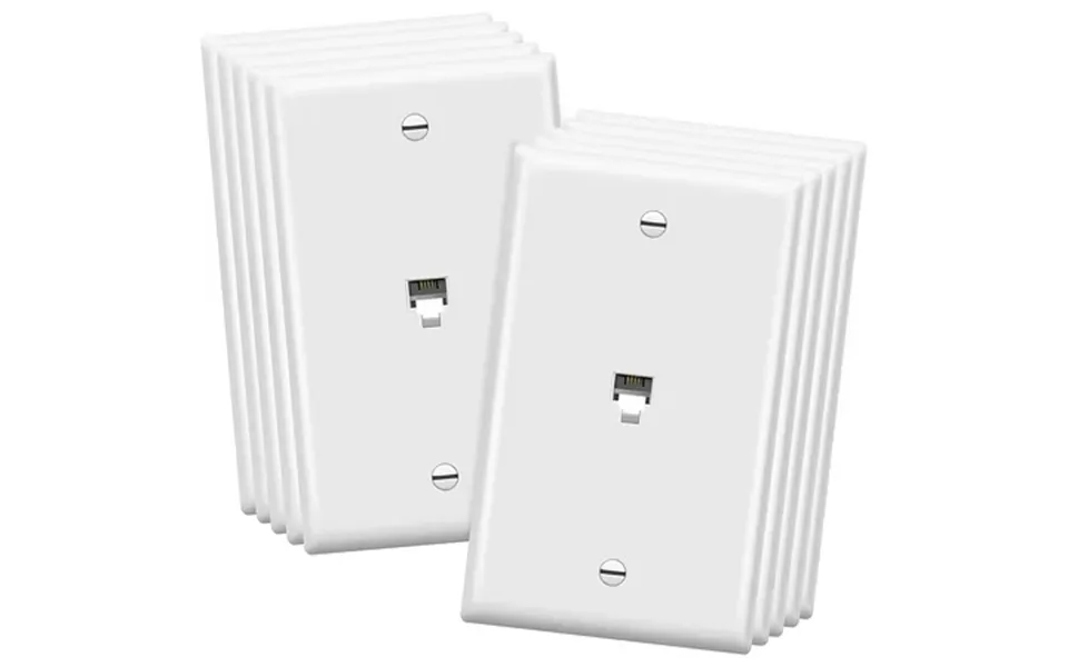 Enerlites Rj11 Telephone Jack Wall Plate 6-position 4-conductor 6p4c 2 Line Support 1-gang 6611-w-10pcs White 10 Pack