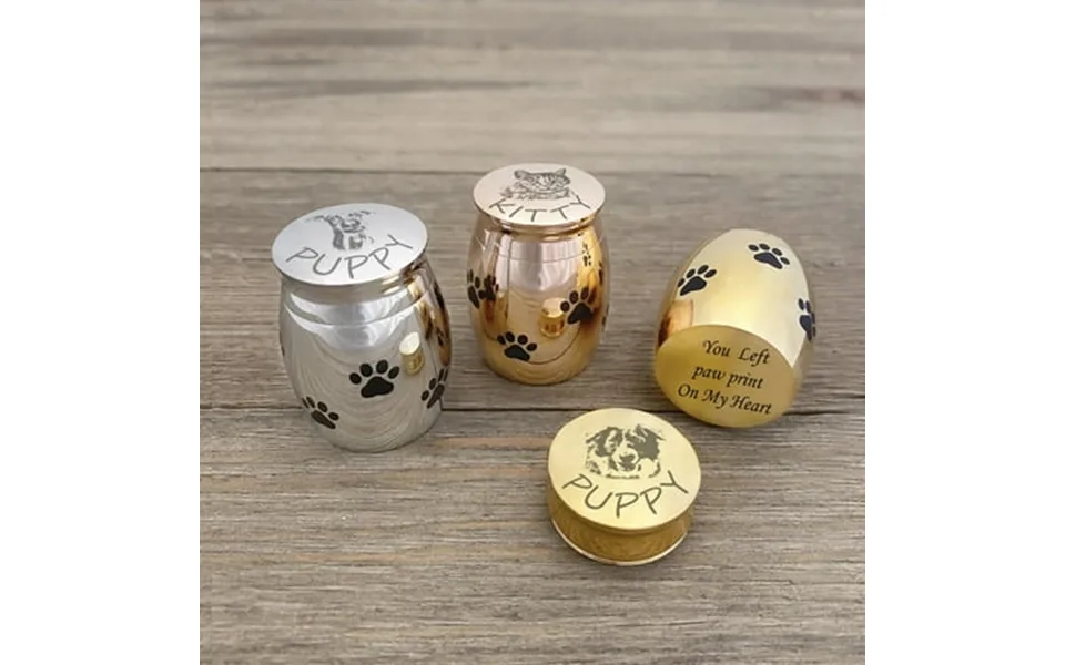 Engravable Pet Portrait Paw Print Mini Urn Personalized Dog Cat Picture Cremation Ashes Holder Custom Memorial Keepsake