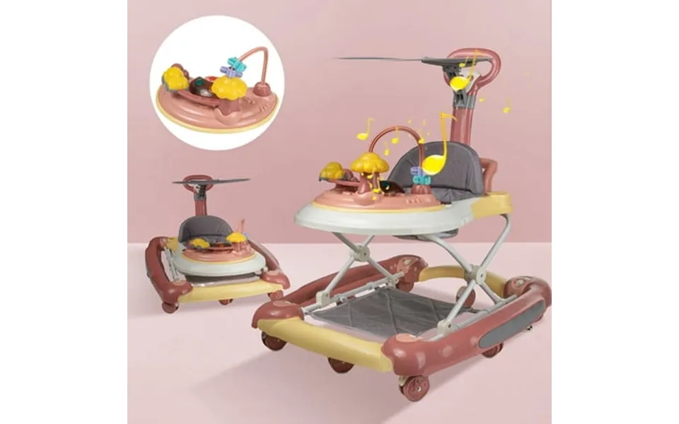 Eonroacoo 5-in-1 Baby Walker With Wheels Infant Toddler Walkers Bouncer For Boys Girls Pink